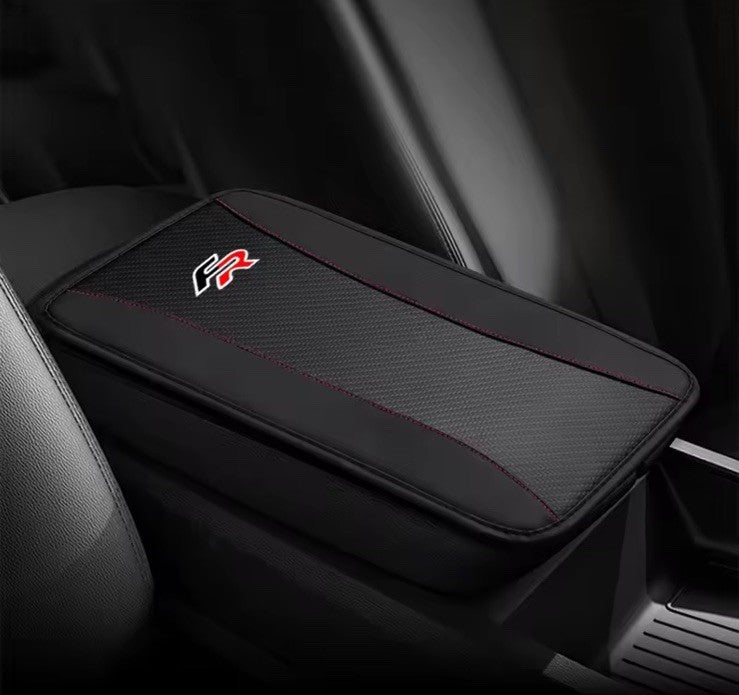 FR Armrest Cover Carbon Fibre Effect PU Leather For Seat Leon Ibiza Arona Ateca
