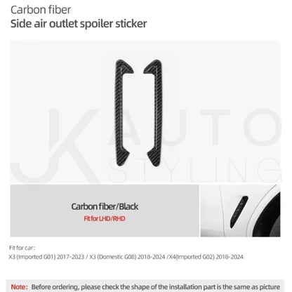 BMW X4 G02 X3 G01 2017-2024 Carbon Fibre Side Fender Vent Trim Surround Black