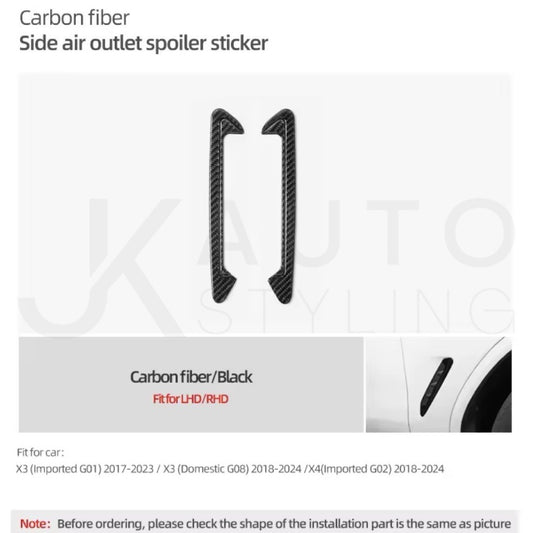 BMW X4 G02 X3 G01 2017-2024 Carbon Fibre Side Fender Vent Trim Surround Black