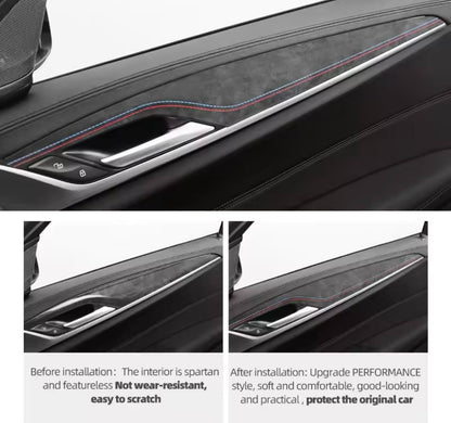BMW 5 Series G30 G38 2018-2023 Black Alcantara Door Card Panel Trim Cover