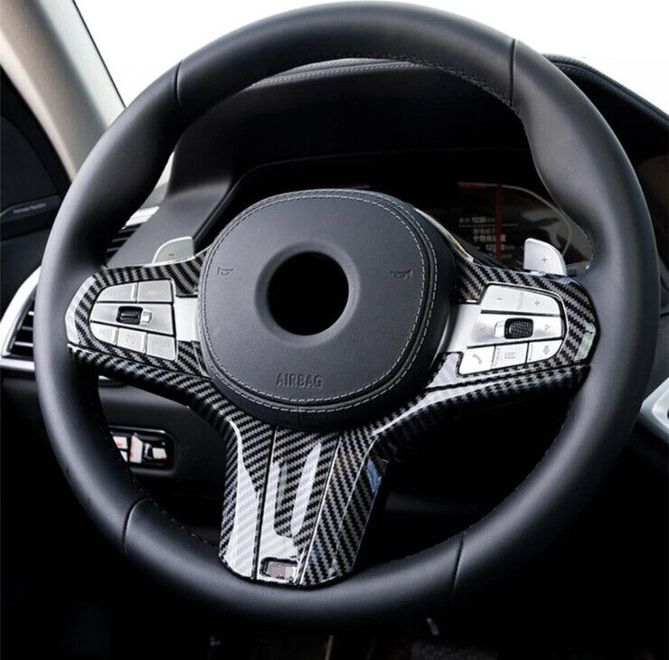 BMW 3 4 5 6 Series M Sport Carbon Fibre Effect Steering Wheel Trim Cover 4pcs