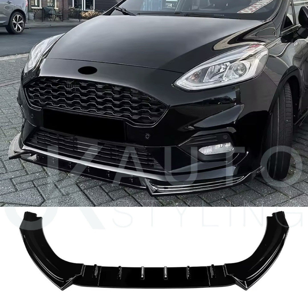 Ford Fiesta ST Line MK8 2018-2021 Front Splitter Gloss Black Bumper Lip Aero Kit
