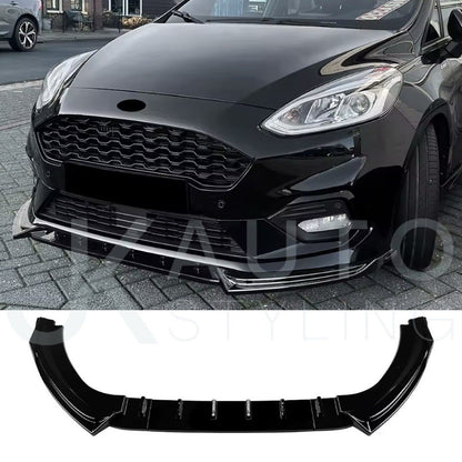 Ford Fiesta ST Line MK8 2018-2021 Front Splitter Gloss Black Bumper Lip Aero Kit