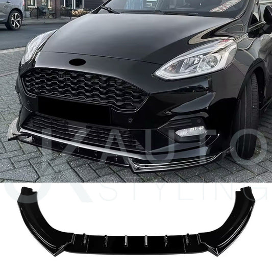 Ford Fiesta ST Line MK8 2018-2021 Front Splitter Gloss Black Bumper Lip Aero Kit