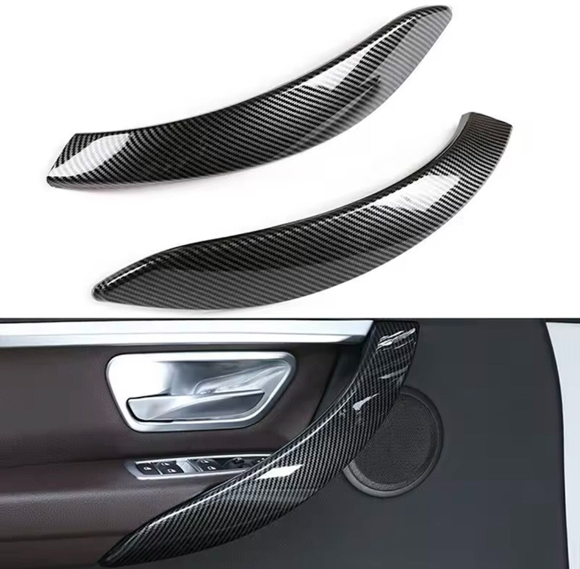 BMW 4 Series F32 F33 F36 2014-2019 Carbon Fibre Door Grab Handle Trim Covers 2pc