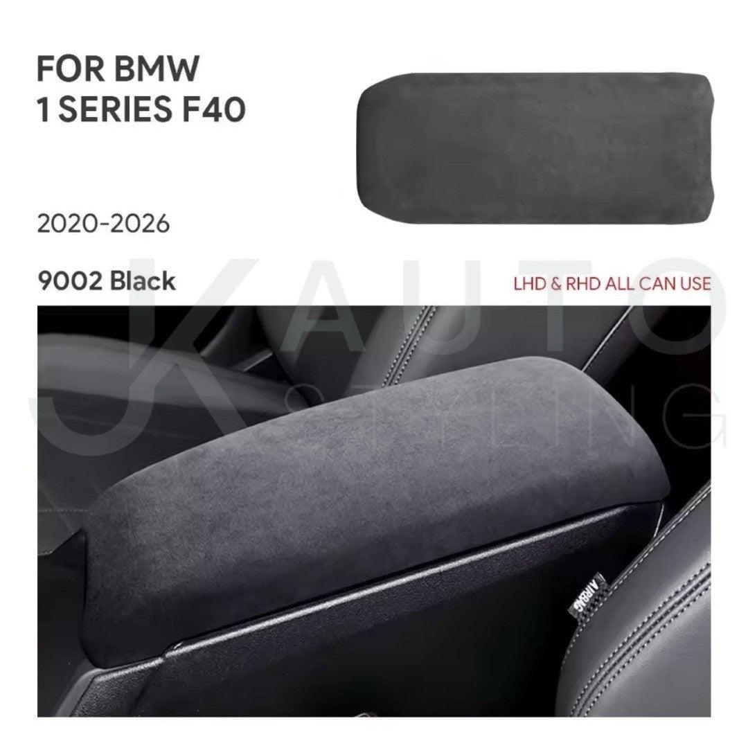 BMW 1 Series F40 Black Suede Alcantara Central Armrest Cover Trim Pad Cushion