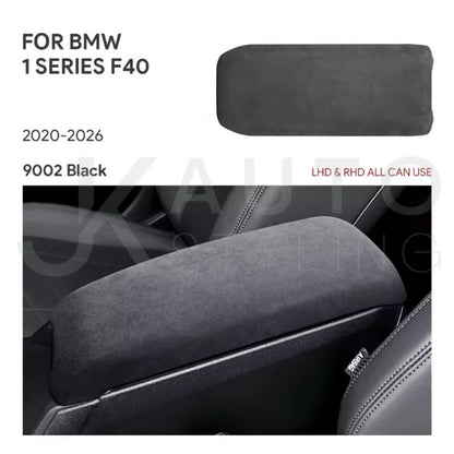 BMW 1 Series F40 Black Suede Alcantara Central Armrest Cover Trim Pad Cushion