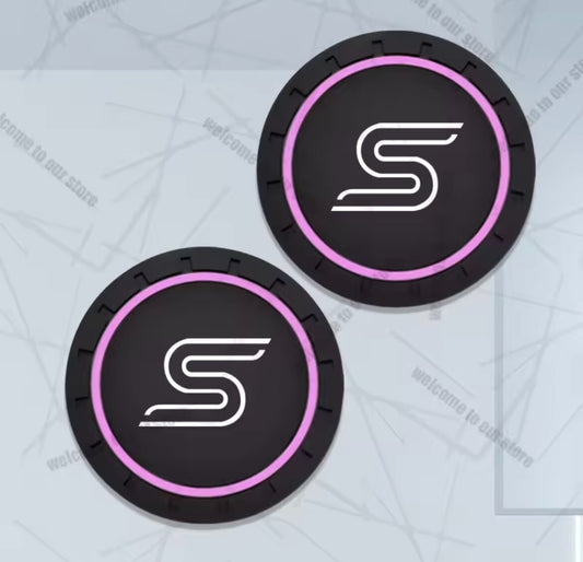 Ford Fiesta Focus Zetec S Anti-Slip Drink Coaster Cupholder Mat Black Pink 2pc