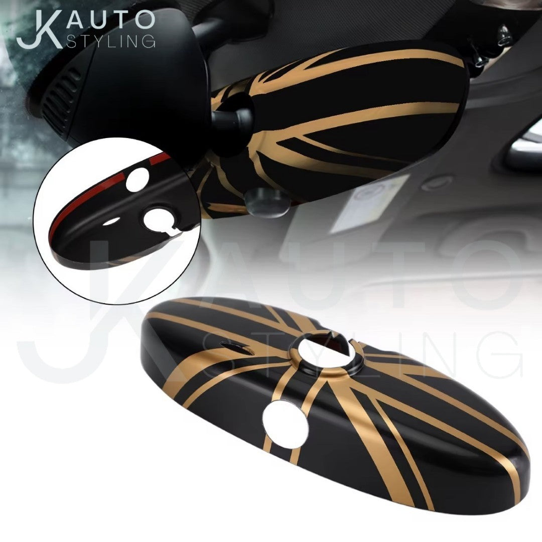 Gold Union Jack Rearview Mirror Case Cover For Mini R55 R56 R57 R60 R61