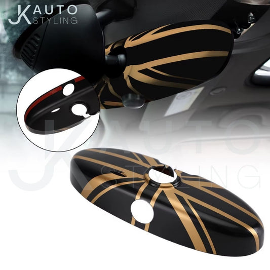 Gold Union Jack Rearview Mirror Case Cover For Mini R55 R56 R57 R60 R61