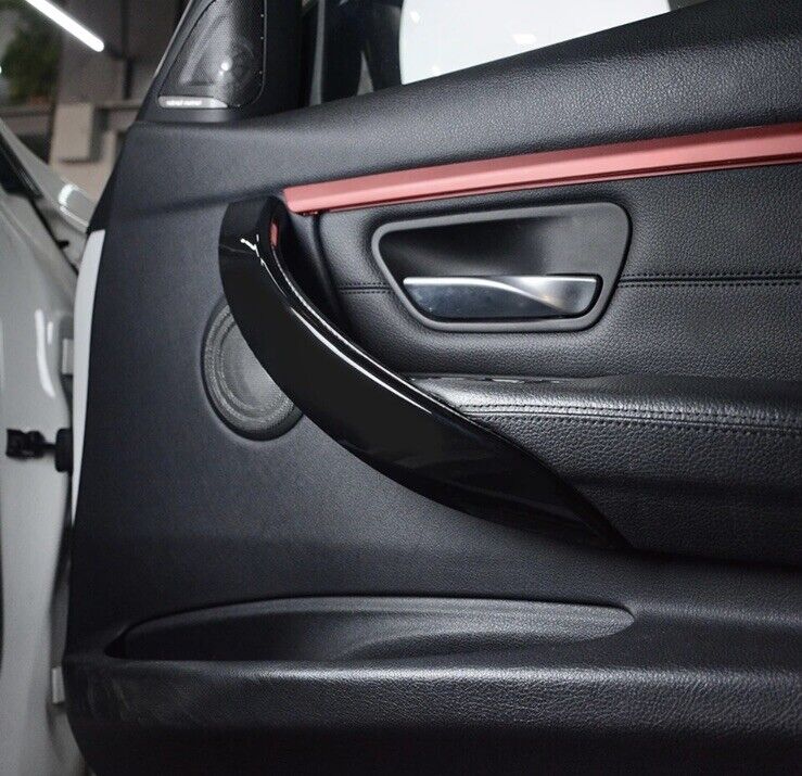 BMW 3 Series F30 F31 F35 F80 Gloss Black Interior Door Grab Handle Trims 4pcs
