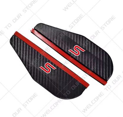 Ford Red Zetec S Wing Mirror Visor Rain Cover Shield Carbon Fibre 2pcs
