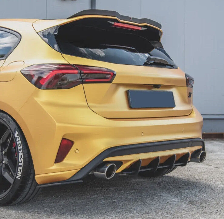 Ford Focus ST MK4 MK4.5 Gloss Black Rear Bumper Diffuser Body Kit Blades Fins