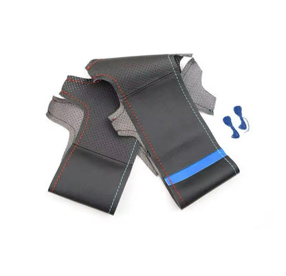 BMW F45 F46 X1 F48 X2 F39 Faux Leather Steering Wheel Cover Self Stitch Blue Red