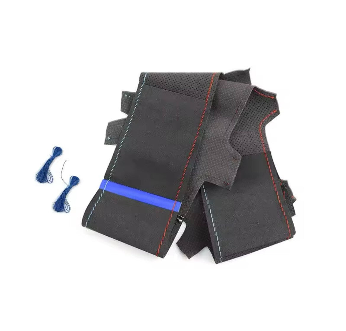 BMW F45 F46 X1 F48 X2 F39 Faux Suede Steering Wheel Cover Self Stitch Blue Red