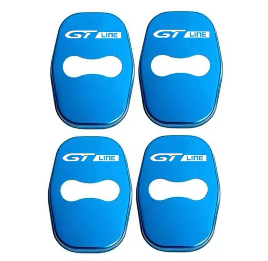 Peugeot GT Line Blue Stainless Steel Door Lock Catch Protector Covers 4pcs