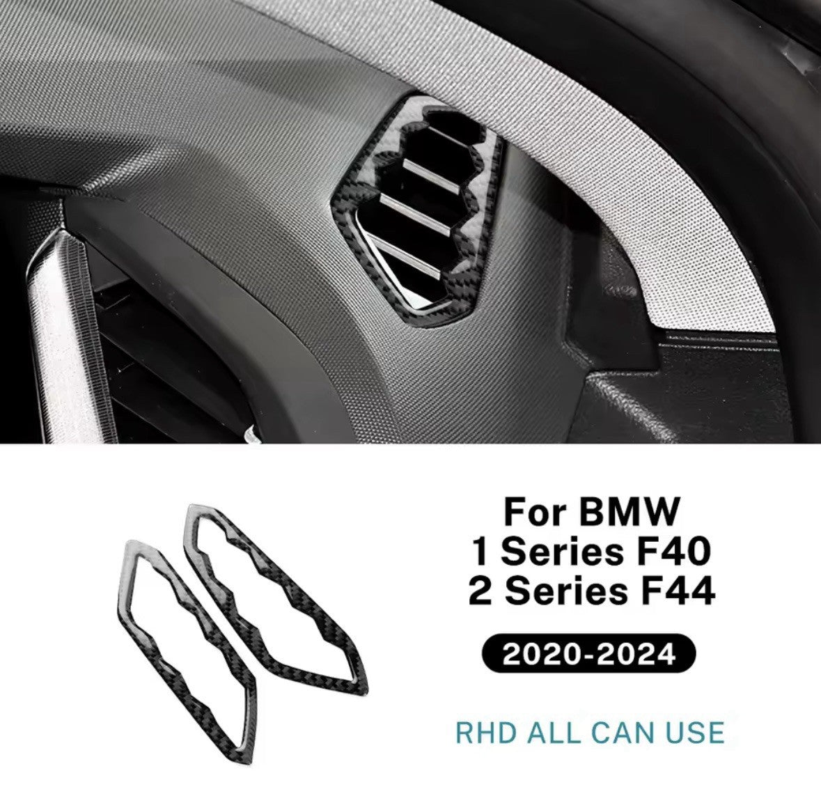 Carbon Fibre Dashboard Vent Surrounds For BMW 1 Series F40 2 Series F44 RHD