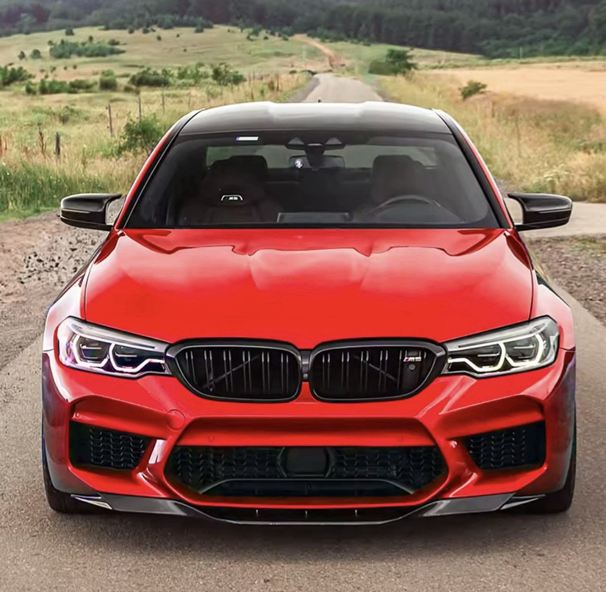 BMW 5 Series M5 F90 2018-2020 Gloss Black Front Splitter Kit Large Aero Style