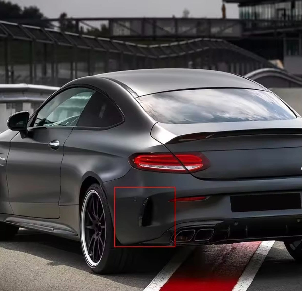 Mercedes C Class Coupe C205 2015-19 Rear Bumper Grille Vent Canards Gloss Black