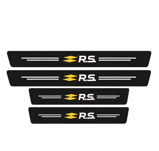 4pcs Renault RS Car Door Sill Protective Strips Overlays Vinyl Carbon Effect