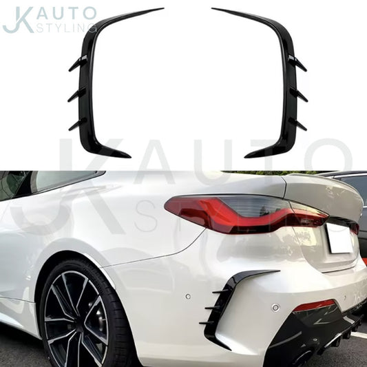 BMW 4 Series M Sport G22 G23 2020-2023 Gloss Black Rear Bumper Vent Canards 2pcs