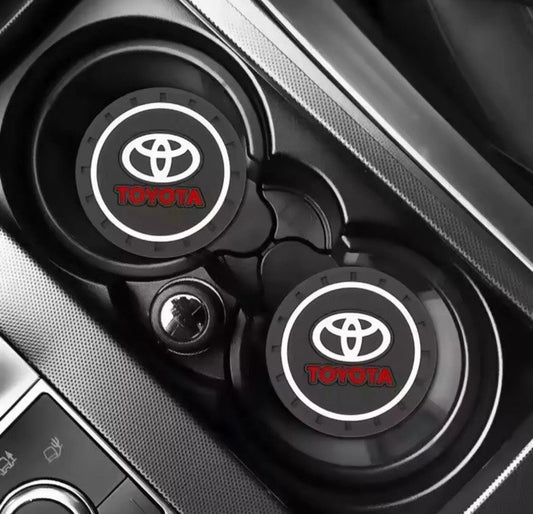 Toyota Car Water Bottle Holder Mat Anti-Slip Pad Drink Coaster 2pcs Rubber