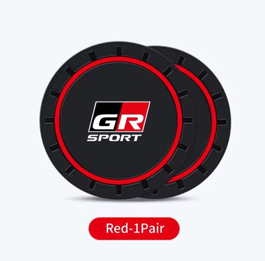 Toyota GR Sport Car Water Bottle Holder Mat Anti-Slip Pad Drink Coaster 2pcs