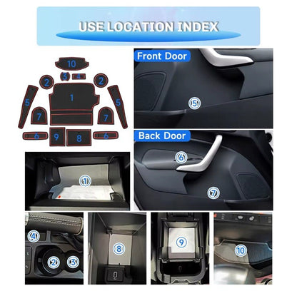Ford Fiesta MK8 2018-2022 Interior Trim Anti Slip Rubber Mats Black Blue 14pcs