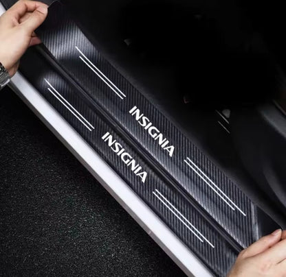 Vauxhall Insignia Carbon Fibre Effect Vinyl Adhesive Door Sill Overlay Strips x4
