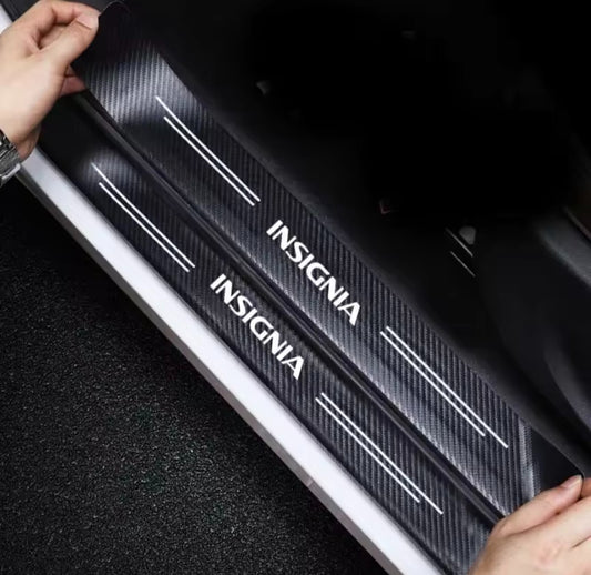 Vauxhall Insignia Carbon Fibre Effect Vinyl Adhesive Door Sill Overlay Strips x4