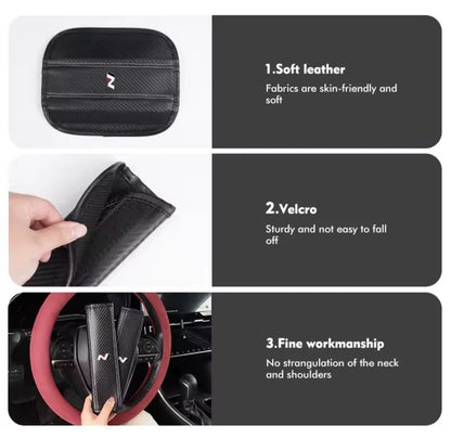 Hyundai i30 i20 Kona Tucson N PU Leather Seatbelt Shoulder Cover Pads Full Black