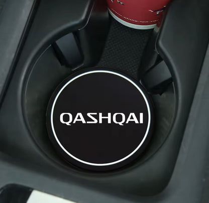 Nissan Qashqai Anti-Slip Black Silicone Silica Drink Coaster Cupholder Mat 2pcs