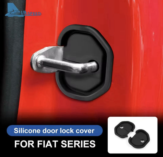 Fiat 500 Punto Abarth 595 Black Silicone Door Lock Catch Protector Covers 2pcs