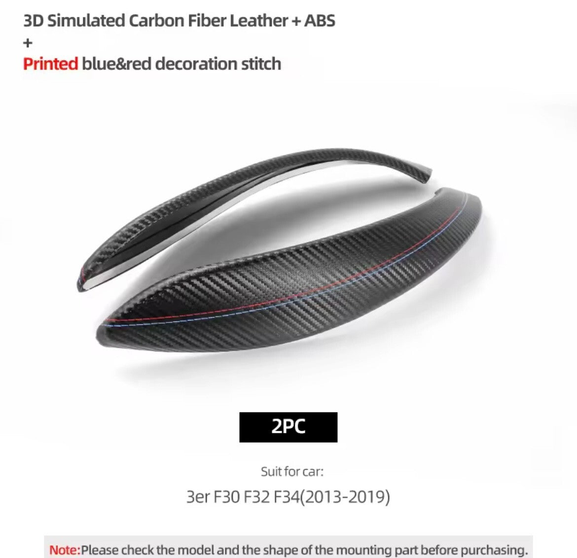 BMW 3 Series F30 F32 F34 2013-2019 Carbon Fibre Interior Grab Handle Trim 2pcs