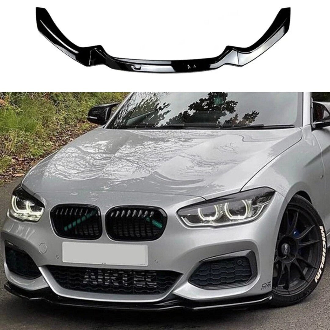 BMW 1 Series F20 F21 LCI 2015-2019 M Sport Gloss Black Front Splitter Bumper Lip