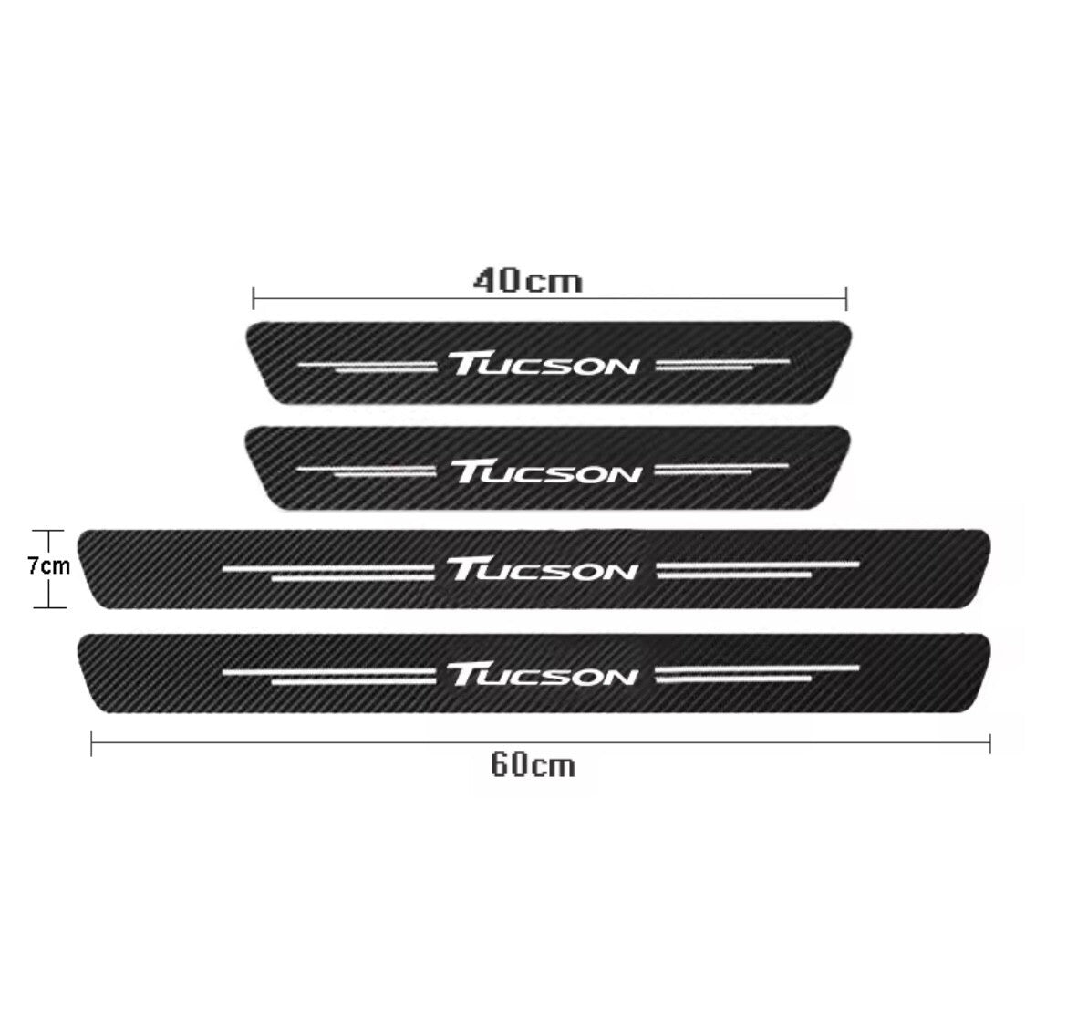 Hyundai Tucson Carbon Fibre Effect Vinyl Adhesive Door Sill Overlay Strips 4pcs