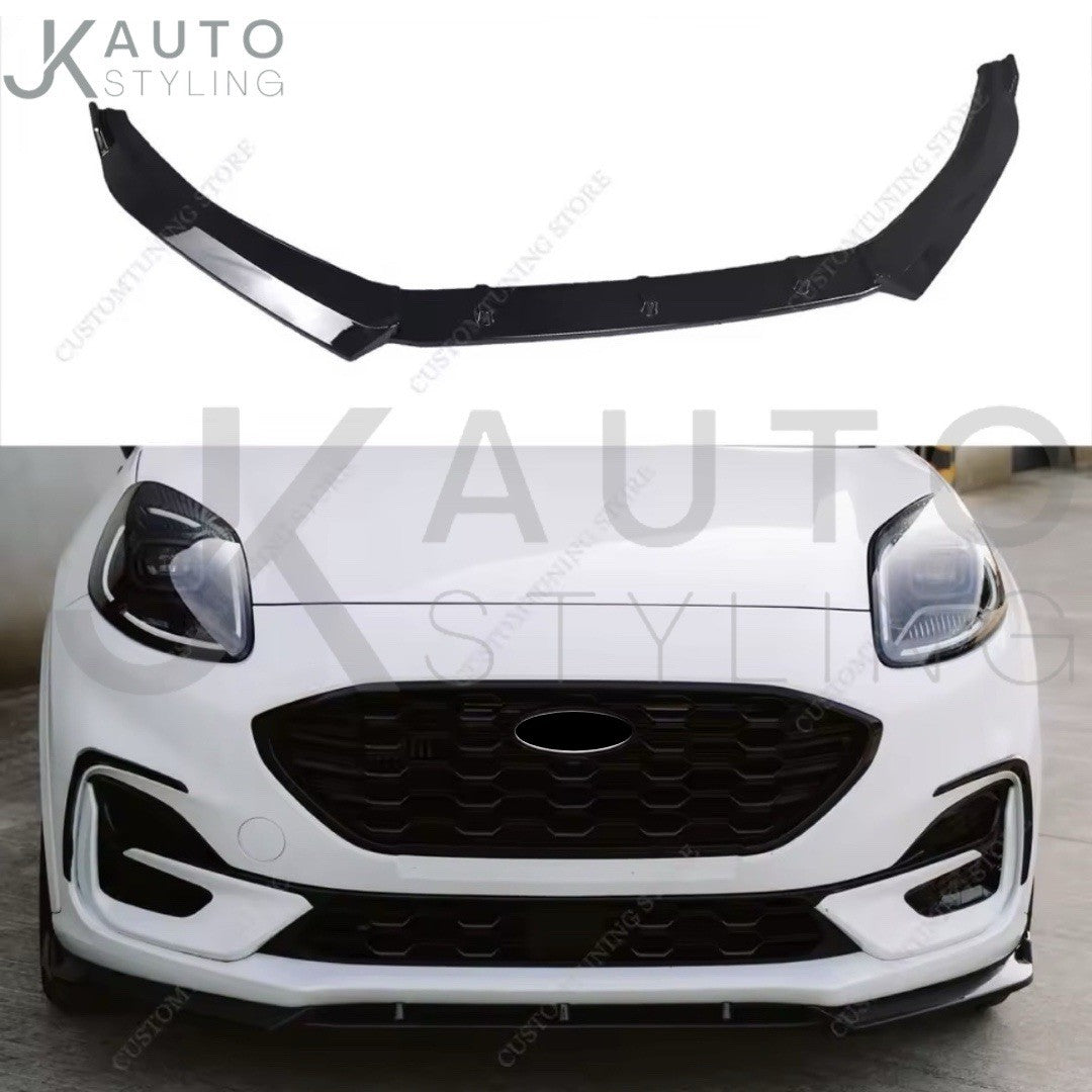 Gloss Black Front Splitter 3pcs Kit For Ford Puma ST ST Line MK1 2019-2024