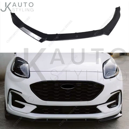 Gloss Black Front Splitter 3pcs Kit For Ford Puma ST ST Line MK1 2019-2024