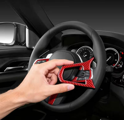 BMW 1357X G Series M Sport Red Carbon Fibre Steering Wheel Trim Set Cover