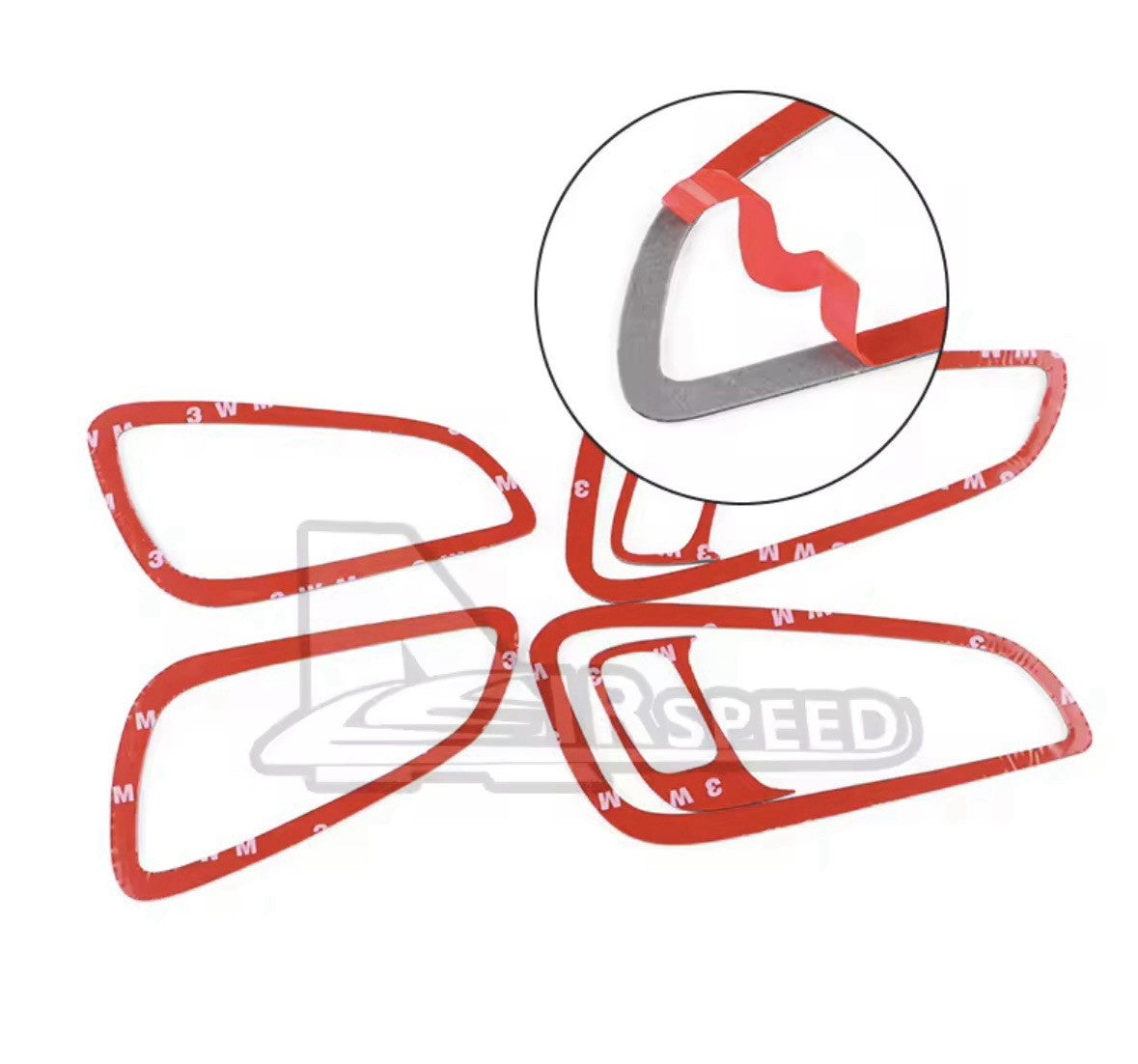 Ford Focus MK3.5 2015-2018 Red Carbon Fibre Interior Door Handle Surround Trims