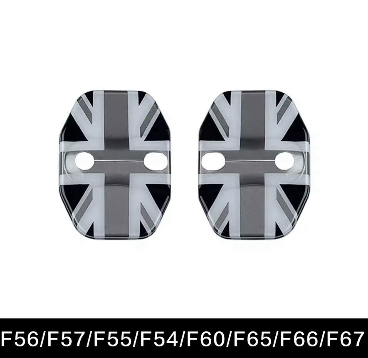 Grey Union Jack Door Lock Covers For Mini F54 F55 F56 F57 F60 F65 F66 F67 2pcs