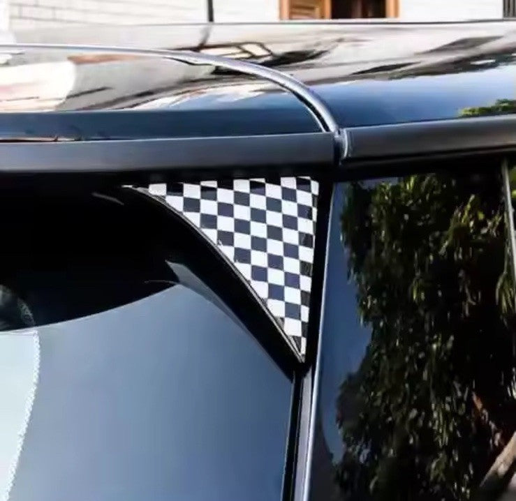 Mini Cooper F56 Rear Window Side Corner Trim 3D Gel Badges Checker Style 2pcs