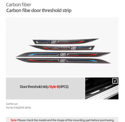 BMW 5 Series F10 2010-2016 3D Carbon Fibre Effect Door Sill Overlay Strips 4pcs