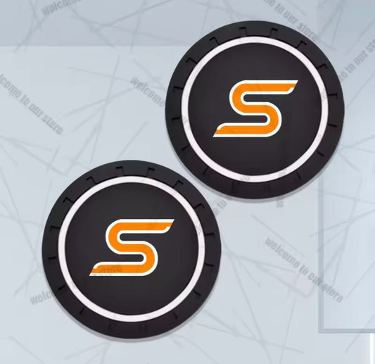 Ford Fiesta Focus Zetec S Anti-Slip Drink Coaster Mat Black Orange White 2pcs