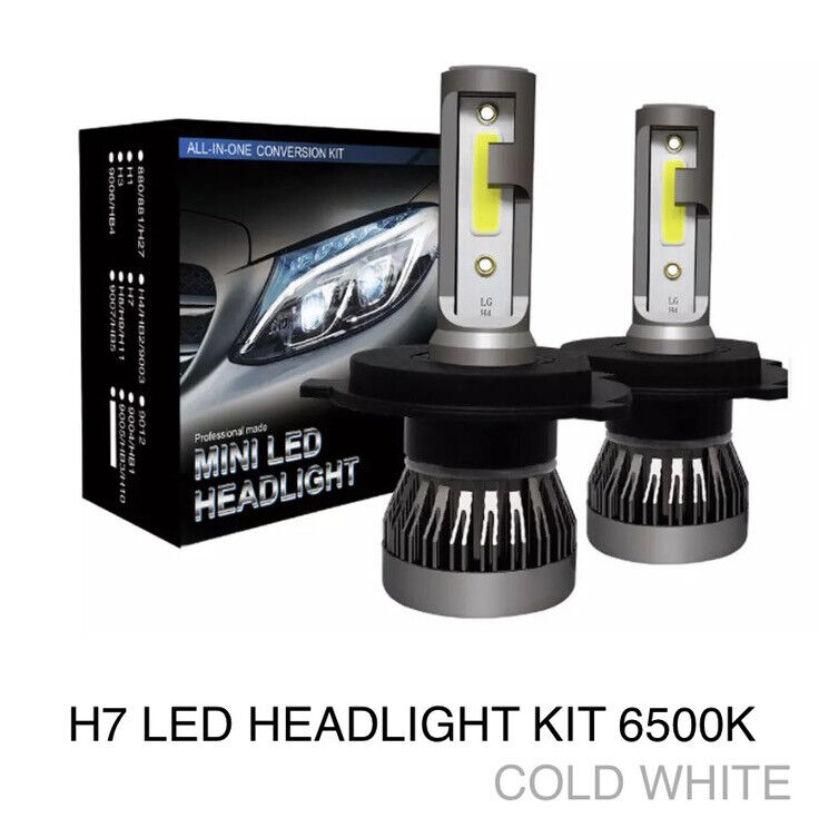 2x H7 LED Bulbs Car Headlight Kit 6500K Universal Fit 12V 72W/Pair 12000 Lumens