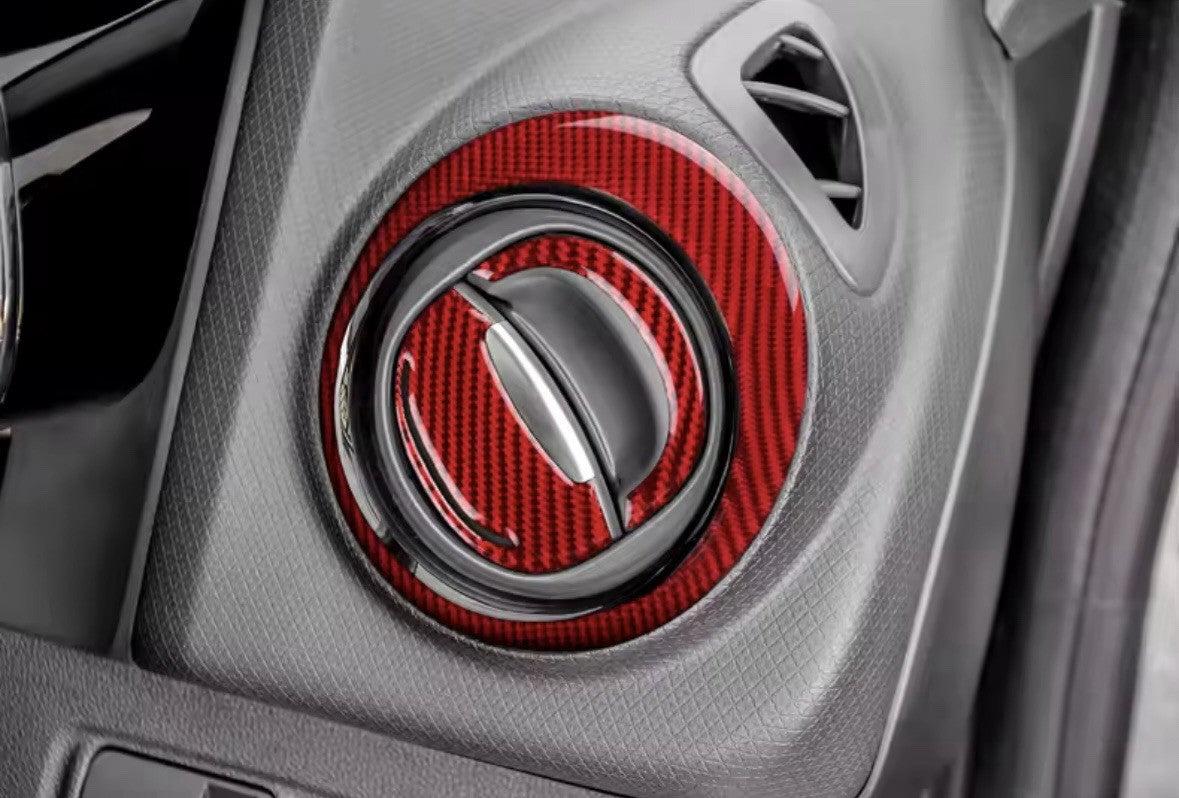 Renault Clio 2013-2018 Red Carbon Fibre Dashboard Air Vent Outlet Surround Trims