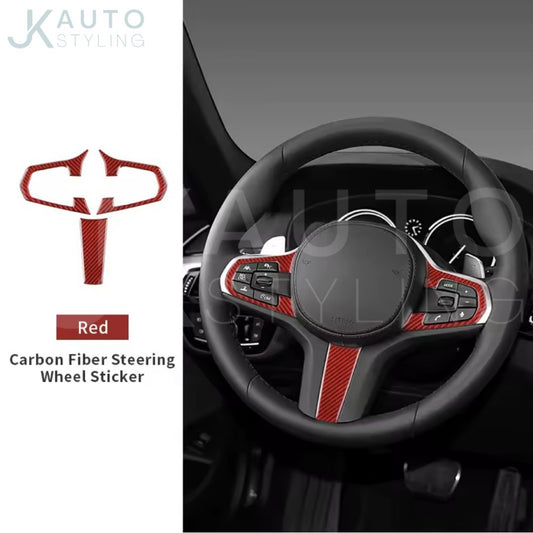 BMW 1357X G Series M Sport Red Carbon Fibre Steering Wheel Trim Set Cover