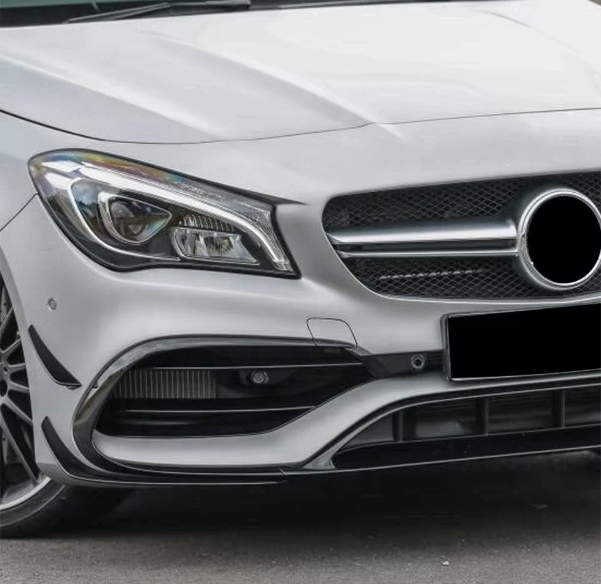 Gloss Black Front Bumper Canards For Mercedes CLA45 AMG C117 X117 2015-2018 4pcs