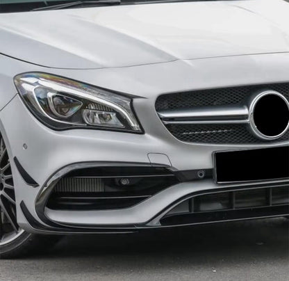 Gloss Black Front Bumper Canards For Mercedes CLA45 AMG C117 X117 2015-2018 4pcs