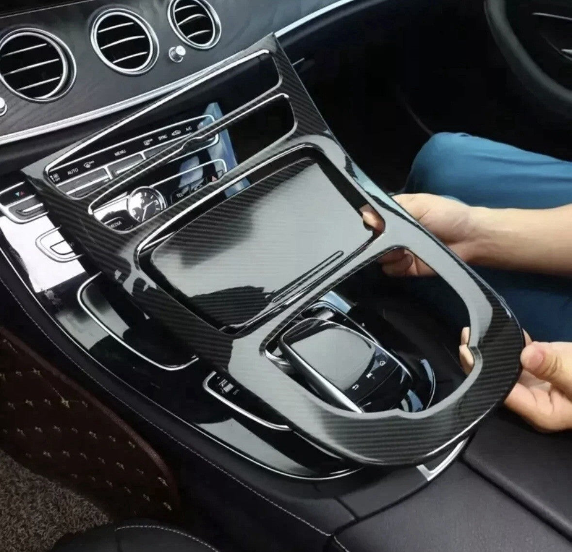 Mercedes E Class W213 2016-2018 Carbon Fibre Effect Centre Console Trim